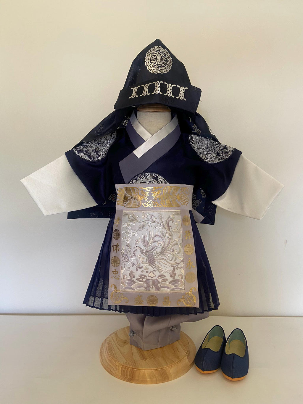 Boy M Hanbok Rental | Premium Navy First Birthday Outfit | Luxury Doljanchi Hanbok Set with Shoes | Traditional Korean Baby Outfit
