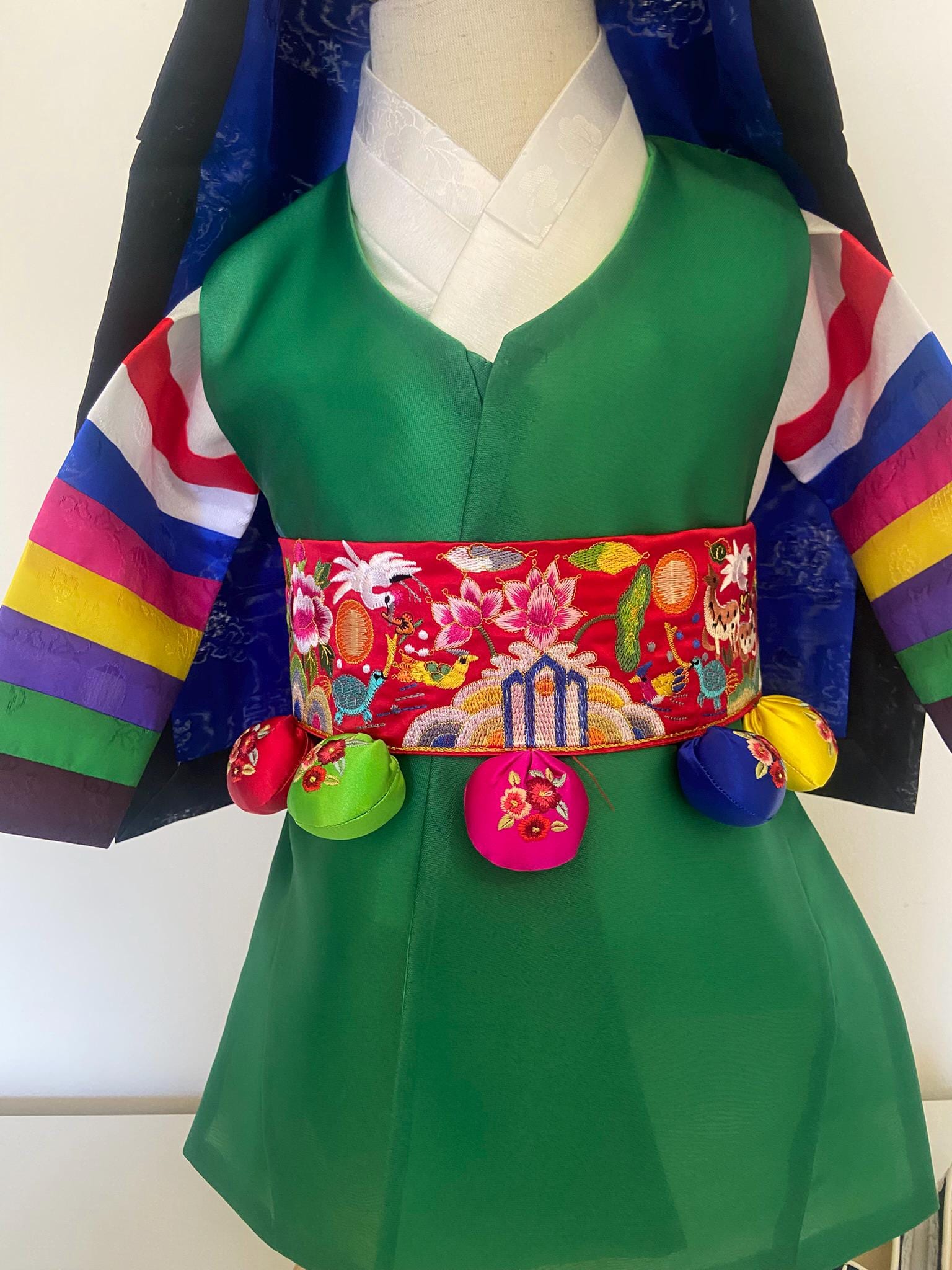 Boy T Hanbok Rental | Traditional Green Hanbok with Hogeon Hat | First Birthday Outfit | Saekdong Sleeve Hanbok | Doljanchi Outfit | Size 1