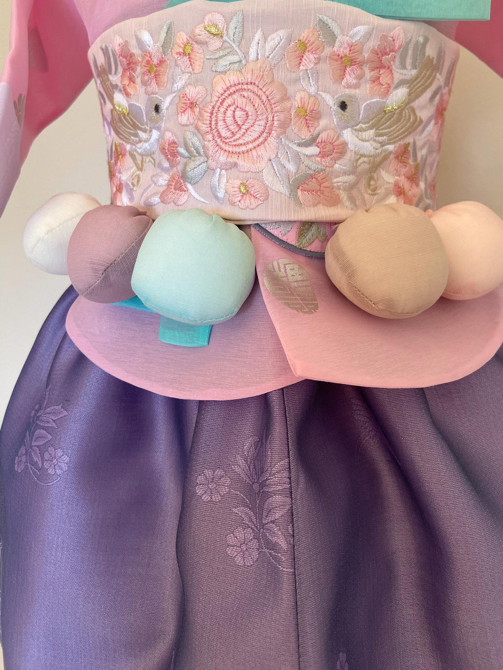 Girl F Hanbok Rental | Pink & Lavender Korean 100 Days Hanbok | Traditional Korean Baby Outfit | Pastel Hanbok Rental | Size 100
