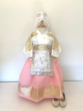 Girl N Hanbok Rental | White & Gold Korean First Birthday Hanbok | Luxury Doljanchi Hanbok | Baby Girl Hanbok | gold royal-style Jeondae