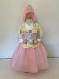 Girl C Hanbok Rental | Pastel Pink Hanbok | Traditional Korean Baby Outfit | Korean 100 Days Celebration | Baekil Wall Sign | Size 100
