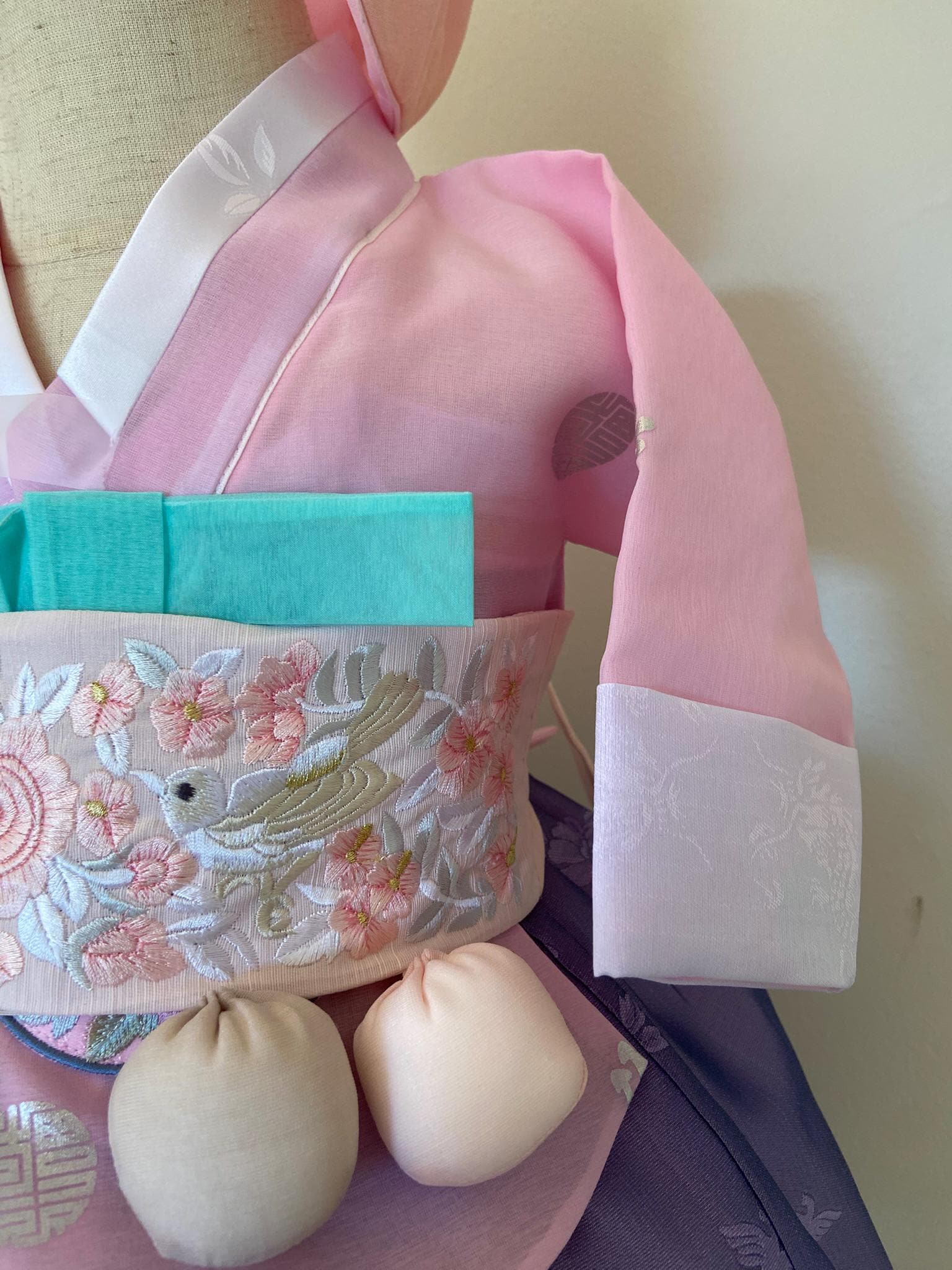 Girl F Hanbok Rental | Pink & Lavender Korean 100 Days Hanbok | Traditional Korean Baby Outfit | Pastel Hanbok Rental | Size 100