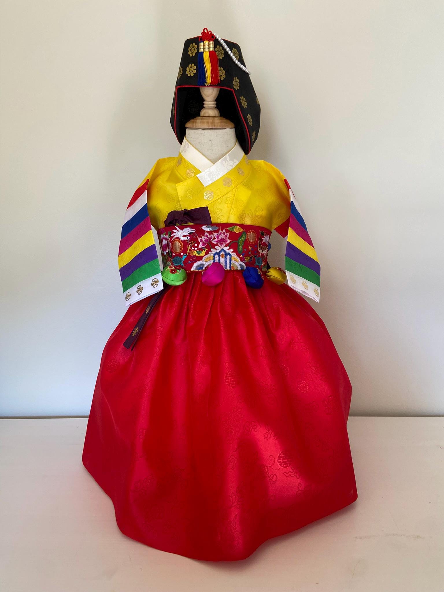 Girl P Hanbok Rental | Rainbow Sleeve Korean First Birthday Hanbok