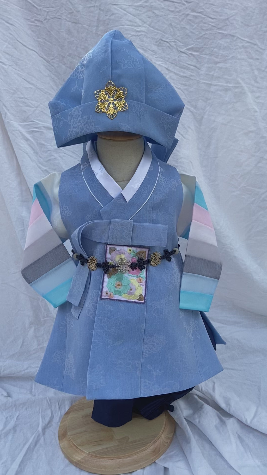 Boy X Hanbok Rental |Boy Dol Hanbok Rental – Blue Traditional Korean Hanbok | Size 2 | First Birthday Doljanchi Outfit